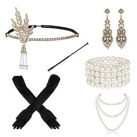 1920s Der große Gatsby Austattungen Flapper Stirnband Der große Gatsby Damen ohne Kragen Halloween Karneval Maskerade Party Maskerade Festival Erwachsene 1 Arm