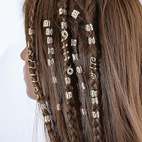 28pcs Hair Tube Norwegian Viking Rune Hair Beard DIY Braided For Hair Braids Viking Hair Braids Dreadlock Accessories Set Hair Decoration