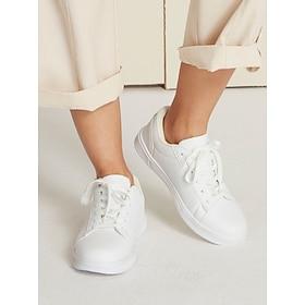 Klassieke witte damessneakers – comfortabele sportschoenen met veters voor casual en dagelijks gebruik