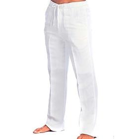 Men's Trousers Summer Pants Beach Pants Drawstring Elastic Waist Plain Comfort Breathable Daily Outdoor Streetwear Stylish Casual Black White Micro-elastic