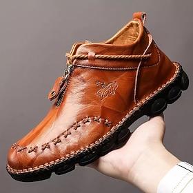 Men's Brown Leather Casual Boots with Handcrafted Stitching and Comfortable Sole for Everyday and Outdoor Wear