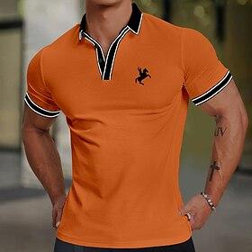 Men's Waffle Polo Shirts Golf Shirt Short Sleeve Polo Shirts Collared Shirts Casual Vacation Wear Party Outfits Buttons 3D Print Blue Orange Gray