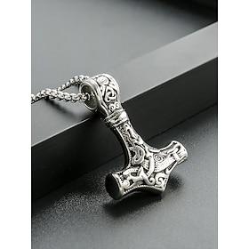 Men's Viking Thor's Hammer Pendant Necklace - Norse Mythology Jewelry, Stainless Steel Mjolnir for Casual and Cosplay