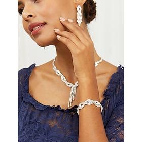 Elegant Crystal Rhinestone Necklace and Earrings Set - Luxurious Alloy with Zircon, Perfect for Bridal, Evening Wear, and Special Occasions