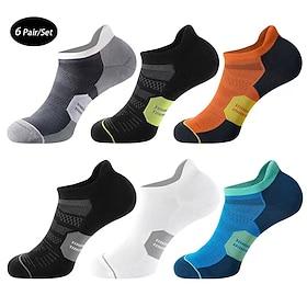 Men's 6-Pack Multi Packs Socks Ankle Socks Low Cut Socks Running Socks Casual Socks Black White Color Color Block Sports  Outdoor Daily Vacation Basic Medium S