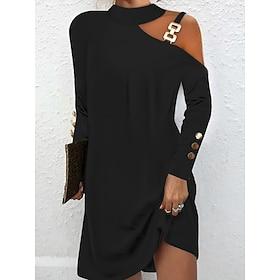 Women's Mini Dress Black Dress Sweater Dress Corset Dress Cocktail Dress Casual Street Date Loose Fit Plain Long Sleeve Halter Neck Blue Black Pink Green Sprin