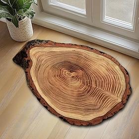 Door Mat Floor Mat Non Slip Ring of Tree 3D Trunk Wooden Log Print Area Rug Bath Mat Waterasorb for Indoor Outdoor Patio Bedroom Kitchen Office