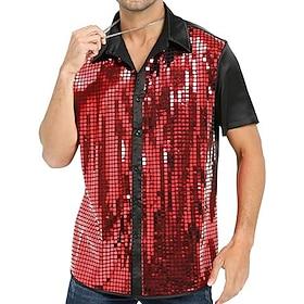 Retro Vintage 1970s Disco Blouse / Shirt Fancy Dress Men's Halloween Carnival Masquerade Performance Party / Evening Stage Adults' Shirt
