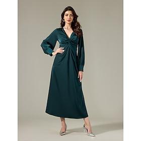 Satin dunkelgrün Twist elegante Mode Maxi Partykleid