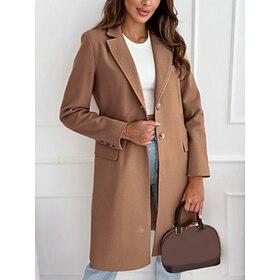 Women's Coat Trench Coat Daily Wear Vacation Fall Winter Long Coat Loose Fit Warm Breathable Stylish Casual Jacket Long Sleeve non-printing Plain with Pockets