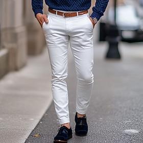 Men's Trousers Chinos Summer Pants Casual Pants Front Pocket Plain Comfort Breathable Casual Daily Holiday Fashion Basic Black White
