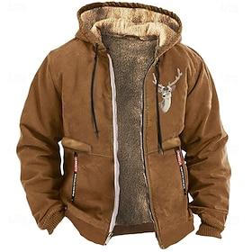 Men's Graphic Prints Cowboy Fleece Sweatshirt Long Sleeve Sweatshirts Hooded Vintage Western Style Vacation Going out Fall Winter Black Blue Brown Clothing A