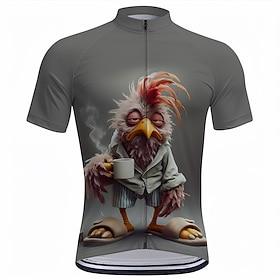 Men's Cycling Jersey Animal Cartoon Short Sleeve Bike Tee Tshirt Top with 3 Rear Pockets Mountain Bike MTB Road Bike Cycling Quick Dry Front Zipper Wicking Spo