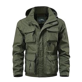 Men's Hiking Jacket Tactical Jacket Windcheater Jacket Sports Outdoor Camping Hiking Waterproof Windbreaker Detachable Design Spring Fall Solid Color Active