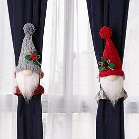julegardinbindinger, rudolf og gnome uten ansiktsdukkegardiner, kreativ juledekorasjon for gardiner, tilbehør til julevindudekor