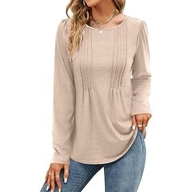Women's T Shirt Plain Fashion Modern Casual Long Sleeve Crew Neck Regular Tops Daily Weekend Red Brown Beige Fall Winter