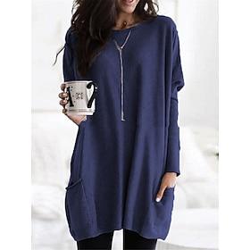 Dames Casual jurk Mini-jurk Zak Casual Strakke ronde hals Lange mouw Rood Marineblauw Grijs Kleur