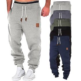 Men's Sweatpants Joggers Fleece Pants Trousers Drawstring Pocket Plain Comfort Soft Full Length Outdoor Daily Going out Fashion Casual Black Green