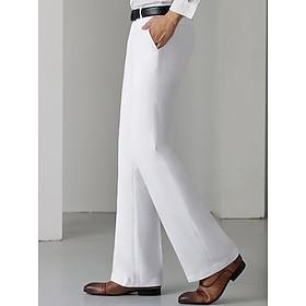 Men's Graduation Dress Pants Flared Pants Trousers Suit Pants Pocket Plain Comfort Breathable Outdoor Daily Going out Fashion Casual Black White