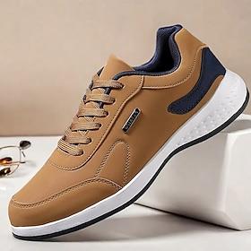 Men's Casual Tan Athletic Sneakers with Cushioned Sole and Lace-Up Design – Comfortable Everyday Walking Shoes