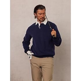 Men's Golf Pullover Sweatshirt Black Navy Blue Dark Grey Long Sleeve Top Golf Attire Clothes Outfits Wear Apparel