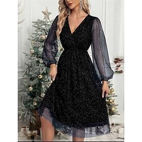 Women's Midi Dress Casual Dress Cocktail Dress Wedding Guest Dress Chiffon Dress Casual Sports  Outdoor Street Regular Fit Plain Long Sleeve V Neck Black Wine