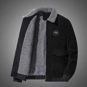 Voor heren Winterjack Fleecejack Vrijetijdsjas Dagelijks Vakantie Thermisch Warm Zak Fleece Herfst winter Effen Modieus Streetwear Revers Normaal Donkergrijs Z