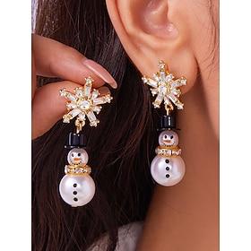 dames sneeuwman en sneeuwvlok oorbellen – feestelijke kerstsieraden met strass-accenten voor feestdagen