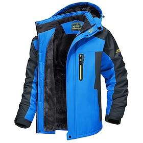 Men's Hoodie Jacket Ski Jacket Hiking Fleece Jacket Winter Outdoor Thermal Warm Fleece Lining Waterproof Windproof Outerwear Windbreaker Softshell Jacket Coat
