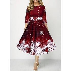 Dame Sneeuwvlok Cocktailjurk Feestjurk Dames Kerstmis Nieuwjaar kerstavond Elegant Dame Volwassenen Feest Kerstmis Kleding