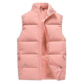 Men's Down Vest Daily Casual Spring Fall Pocket Polyester Comfortable Solid Color Zipper Stand Collar Black Pink Red Purple Vest