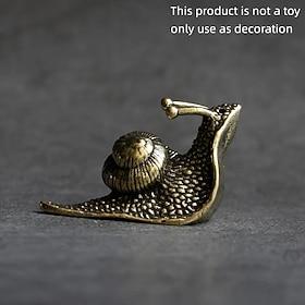 Brass Snail Animal Figurines, Retro Pure Copper Mini Snail Statue Ornaments Desk Antique Brass Tea Pet Collection Home Decorations For Living Room