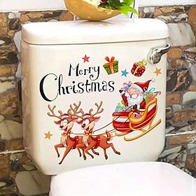 Christmas Reindeer Toilet Lid Decal - Self-Adhesive, Festive Bathroom Decor Sticker For Holiday Home Makeover