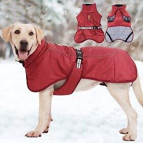 Dog Coat Jacket Parka Jacket with Harness Reflective Warm Water-Resistant Outdoor Dog Clothing for Medium Large