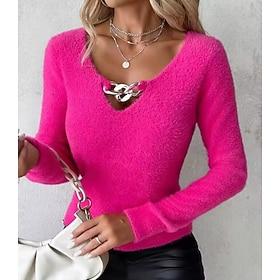 Women's Shirt Blouse Daily Fuzzy Basic Casual Long Sleeve Black Fall Winter