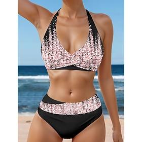 Dame Badetøj Bikini 2 stk badedragt Åben ryg Nuance Halterhals Ferie Strand Tøj Badedragter