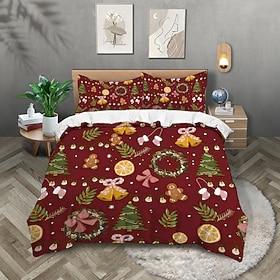 julehonningkager slik trykt tredelt dundynesæt hotel soveværelse gæsteværelse sengetøj komfortabelt sæt 1 dundynesæt 2 pudebetræk queen size sengesæt 2-delt sæ