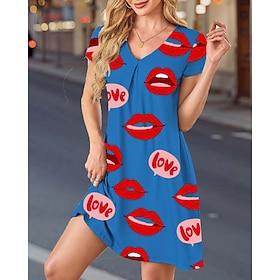 kvinders læber minikjole plisseret v-hals minikjole forår efterår