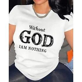 Dame T-shirt Mode Stilfuld Kortærmet Almindelige toppe Rund hals I-byen-tøj Weekend Hvid Sommer Forår Efterår