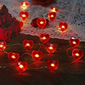 3m 30-led valentinsdag røde hjertelys med fjernbetjening 8 tilstande til bryllup og festlig indretning aaa batteridrevet
