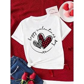 Dame T-shirt 100 % bomuld Afslappet Trykt mønster Langærmet Almindelige toppe Daglig Weekend Hvid Efterår Vinter