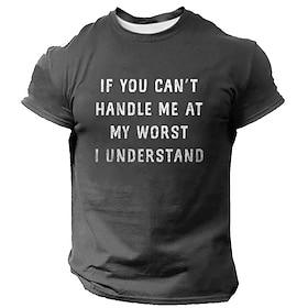 Herre bogstavtryk T-shirt Kortærmet T-shirt 3D-udskrivning Rund hals Skjorte Mode atletiktøj Gade Sport  Udendørs Daglig Sort Blå Grøn Sommer Forår Tøj S M L X