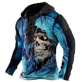 Men's Skull Hoodies Fashion Cool Daily Long Sleeve Hooded Blue Yellow Red Purple Drawstring Fall Winter Designer S M L XL XXL XXXL