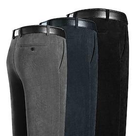 Herre Pæne bukser Fløjlsbukser Bukser kinesisk Knapper Lomme Helfarve Komfort Formel Fest Arbejde Mode Klassisk Stil Sort Mørkegrå Mikroelastisk