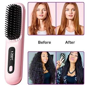 Cordless Hair Straighteners Hot Air Brush Negative Hot Comb Hair Straightener 20s Fast Heating Ceramic  Anti-Scald Design Valentine's Day Gift