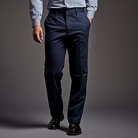 Herre Pæne bukser Bukser Suit Bukser Lomme Vanlig Komfort Blød Fuld længde Fest Forretning Daglig Mode Gade Sort Hvid