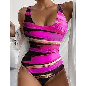 Dame Badetøj Et stykke Monokini badedragt Åben ryg Mavekontrol Høj Talje Tynd Nuance U-hals Ferie Strand Tøj Badedragter