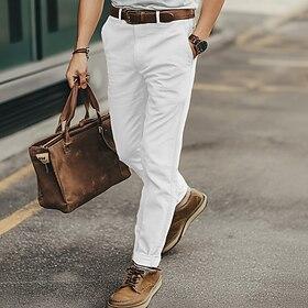 Herre Bukser kinesisk Chino bukser Casual bukser Knapper Frontlomme Vanlig Komfort Blød Forretning Daglig I-byen-tøj Mode Gade Lys khaki Sort Mikroelastisk