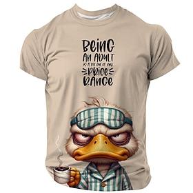 Herre And bogstavtryk T-shirt Kortærmet T-shirt 3D-udskrivning Rund hals Skjorte Mode atletiktøj Gade Sport  Udendørs Daglig Lysebrun Sommer Forår Tøj S M L XL