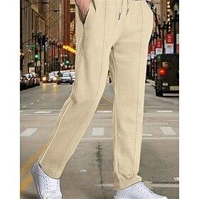 Herre Joggingbukser Bukser Plisserede bukser Vaffelbukser Lomme Snørelukning Elastisk Talje Vanlig Komfort Sport  Udendørs Daglig Mode Afslappet Sort Hvid Mikr